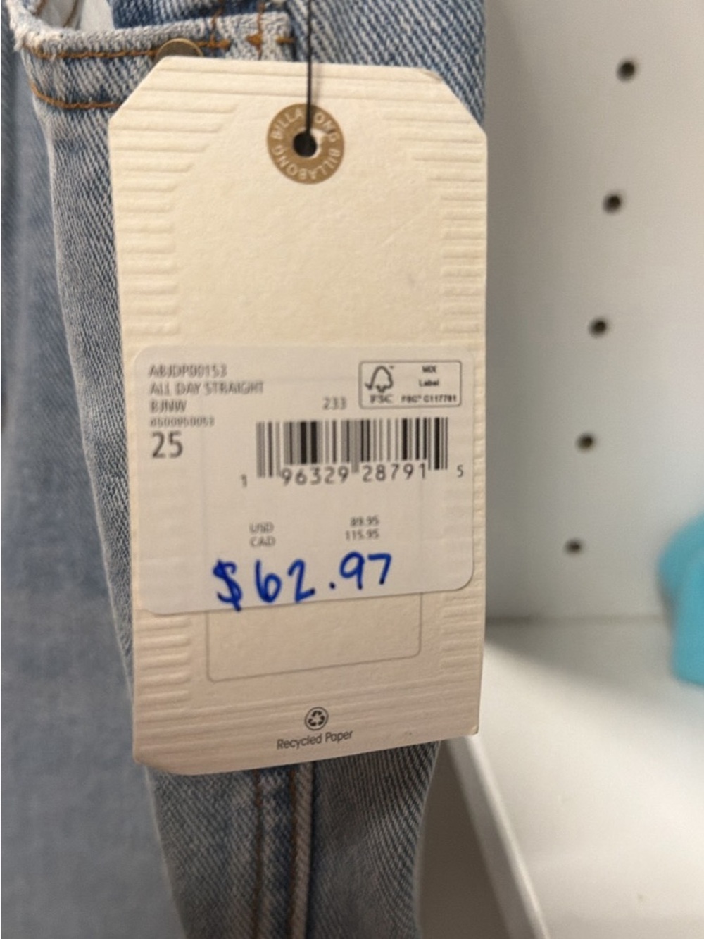 Billabong Light Blue Straight Leg Jeans
